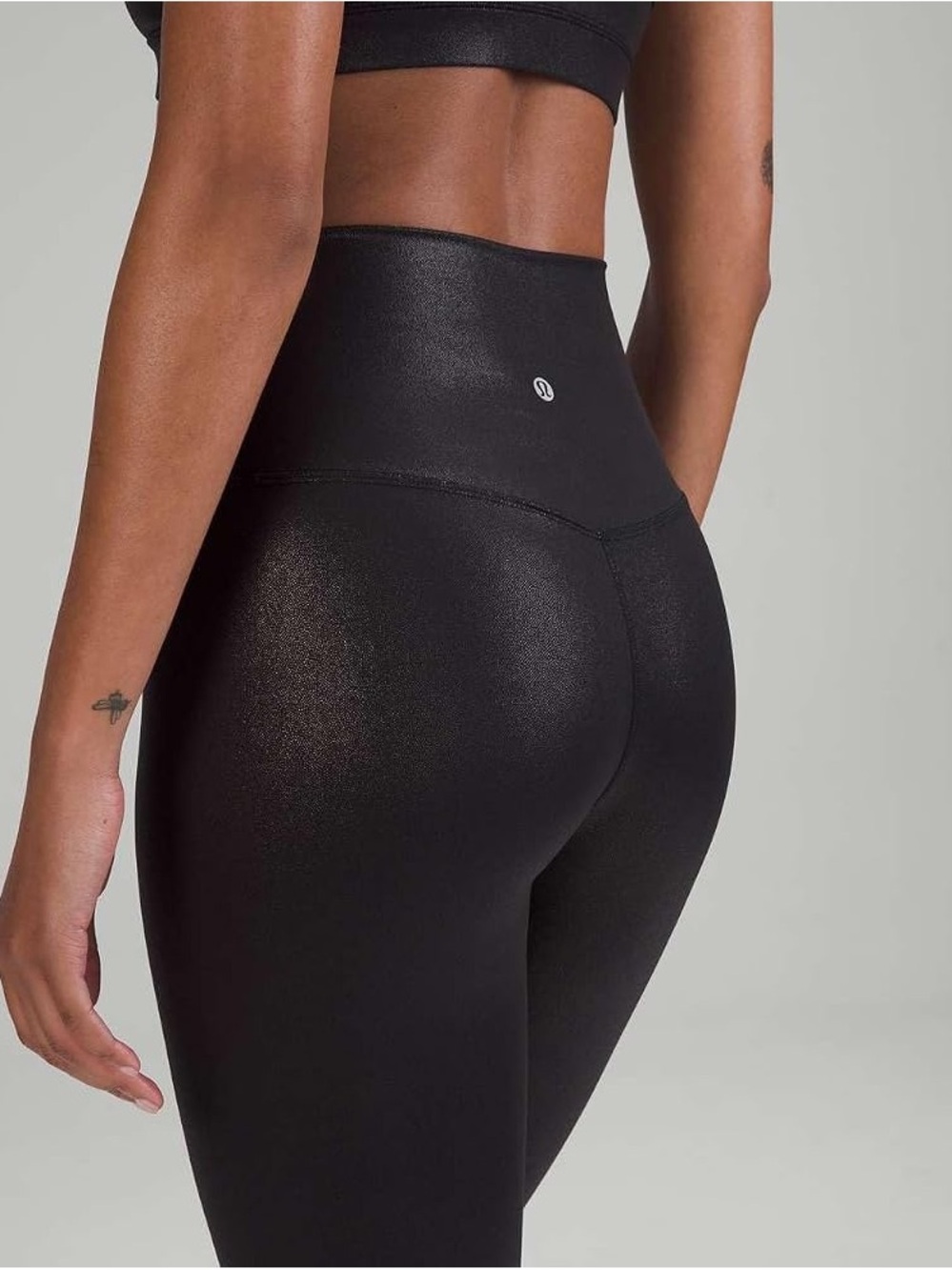 Lululemon Align High-Rise Pant 28" Black Shine Foil Shimmer Leggings Size 6